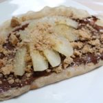 Crêpe sucrée sans gluten, sans lait, sans œuf : poire, chocolat