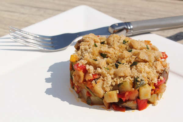 Repas rapide : crumble de légumes sans gluten, sans oeuf, sans lactose