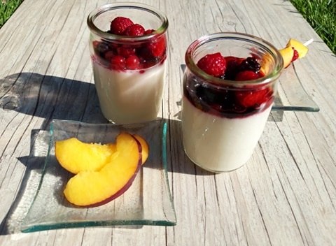 Panna cotta aux fruits sans lactose, sans oeufs