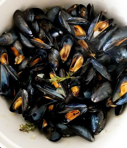 Moules au safran, recettes fruits de mer sans gluten, sans oeuf, sans lait