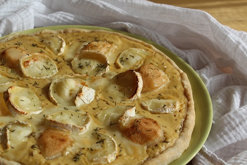 Quiche chevre, poire sans gluten, sans oeuf : recette facile et rapide